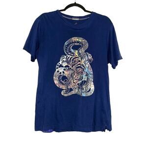 Robert Graham Cobra Tiger Graphic Print Short Sleeve Crewneck T-Shirt MEDIUM